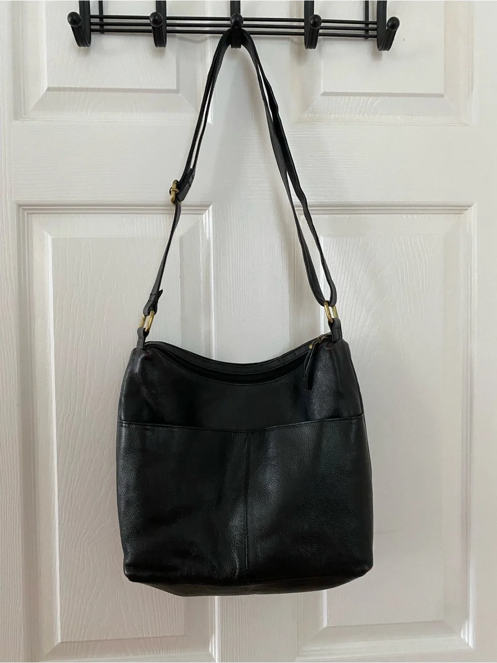 100% Genuine Leather Crossbody/Shoulder Bag-Soft Pebbled Leather-Brass Hardware